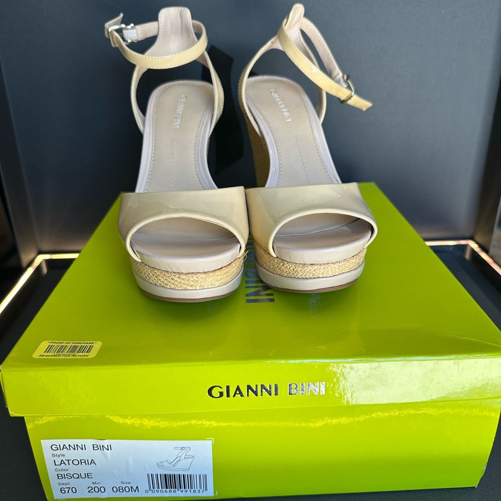 Gianni Bini Latonia Bisque Open-Toe Platform Wedge Sandals